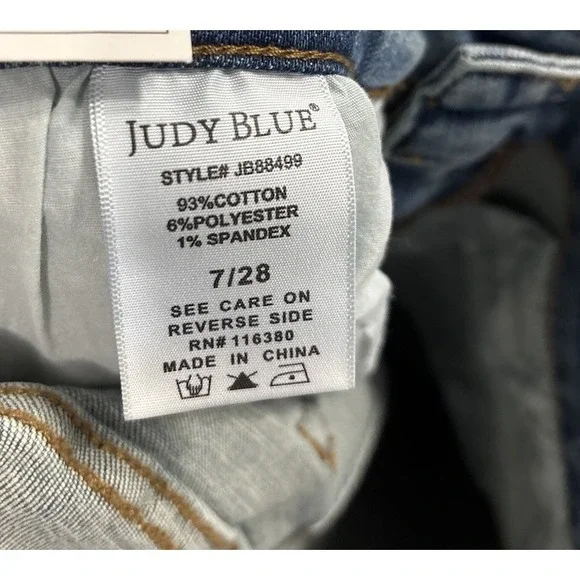 NWT Judy Blue High Waist Patchwork Boyfriend Jeans 7/28 Blue Stretch 88499 Boho - Picture 14 of 14